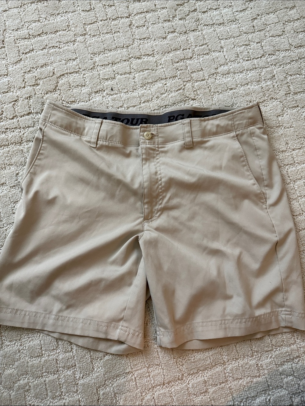 PGA Tour Men's Khaki Flat-Front Golf Shorts